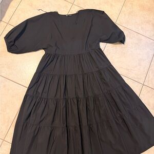 Zara Black Long Sleeve Tiered Dress